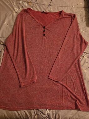 BloomChic Dusty Rose Long Sleeve Henley Top